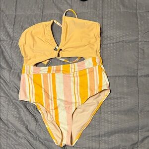 Cupshe Yellow and Orange Striped One Piece Swimsuit